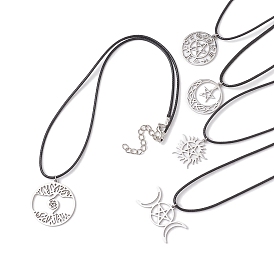 Звездная тема 201 ожерелья с подвесками из нержавеющей стали, с вощеной веревкой, разнообразные