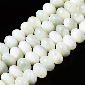 Natural Trochid Shell/Trochus Shell Beads Strands, Oval, Bleach