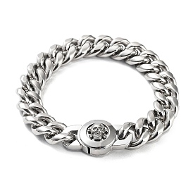 304 Stainless Steel Cuban Link Chains Bracelets for Men & Women, with Skull Clasps