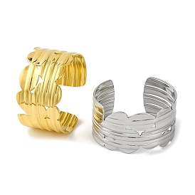 Grooved Wide 304 Stainless Steel Cuff Bangles for Women