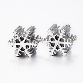 Ионное покрытие (ip) 304 нержавеющая сталь европейские бусины настройки эмали, бусины с большим отверстием, снежинка, Рождество