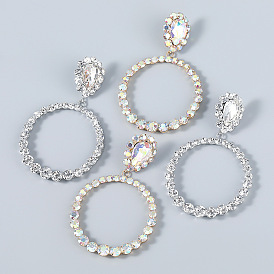 Sparkling Alloy Diamond Earrings for Women - Round Shape Statement Ear Jewelry