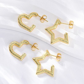 304 серьги-гвоздики из нержавеющей стали для женщин, ионное покрытие (ip), реальный 18 k позолоченный