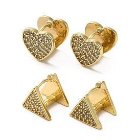 Golden Brass Micro Pave Cubic Zirconia Hoop Earrings