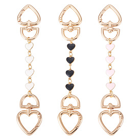 3 шт 3 цвета сплав эмаль сердце звено сумка удлинитель цепи, с поворотными застежками сплава, золотые