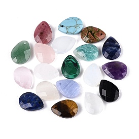 Природные и синтетические Gemstone подвески, слезинки, граненые, смешанные окрашенные и неокрашенные