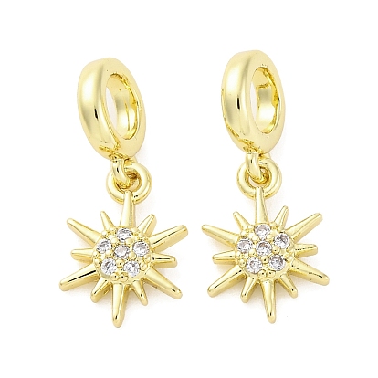 Латунное микропейв с кубическим цирконием европейские подвески с подвесками, солнце, Подвески с большими отверстиями