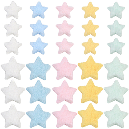 50 шт. 10 цвета односторонние кабошоны из шерстяного волокна, звезда