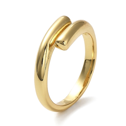 Rack Plating Brass Plain Band Cuff Rings, Lead Free & Cadmium Free, Long-Lasting Plated