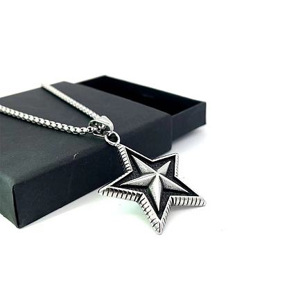 Мужские панк-ожерелья из нержавеющей стали с подвеской в виде звезды