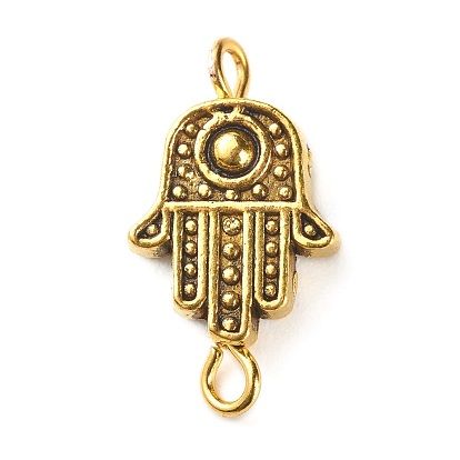 Tibetan Style Alloy Hamsa Links Connectors, with Iron Eye Pin
