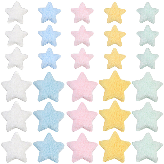 50 шт. 10 цвета односторонние кабошоны из шерстяного волокна, звезда