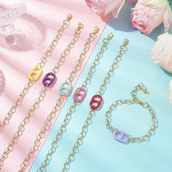 Латунные кабельные цепи и акриловые браслеты для женщин