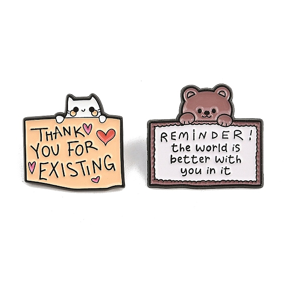 Bear/Cat Shape Enamel Pins, Alloy Lapel Pin Backs for Backpack Clothes, Black