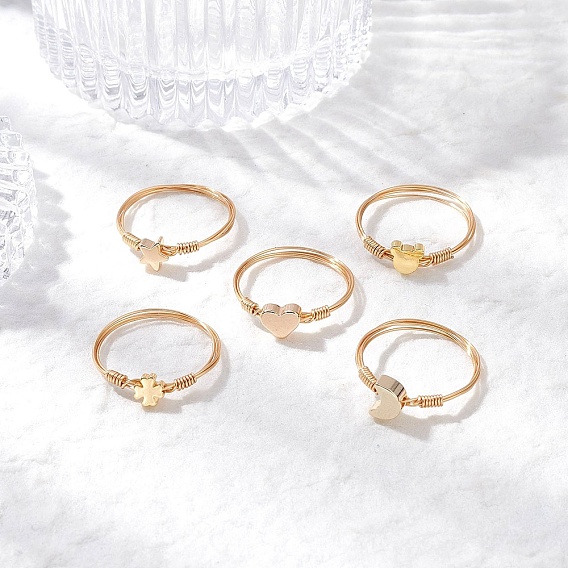 Кольца латуни пальца, кольца для пальцев, обернутые медной проволокой