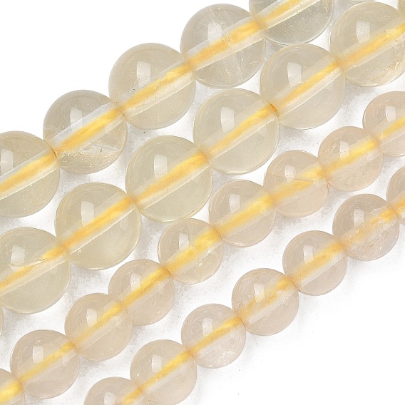 Нити из натуральных бусин лимонного кварца (обработанных нагреванием), круглые