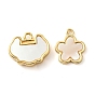 Brass Pave Shell Cloud/Flower Charms, Real 18K Gold Plated