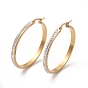 Clear Cubic Zirconia Big Hoop Earrings, 304 Stainless Steel Jewelry for Women