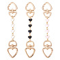 3 шт 3 цвета сплав эмаль сердце звено сумка удлинитель цепи, с поворотными застежками сплава, золотые