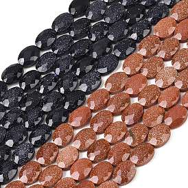 Синтетические голдстоуновские бисер пряди, граненые, Плоско-овальные