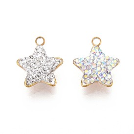 201 прелести нержавеющей стали, звезда, с полимерной глиной горный хрусталь, реальный 18 k позолоченный