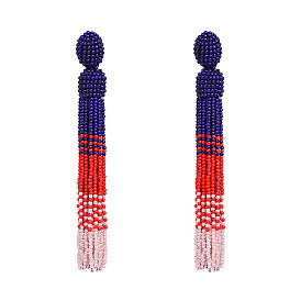 Tassel Earrings with Beads - Bohemian Style, Elegant, Dangling Ear Pendants.