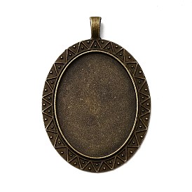 Старинные большие тибетском стиле настройки сплава подвеска кабошон ободок, без кадмия и без свинца, овальный поднос: 30x40 мм, 60x40x2 мм, отверстие: 4x7 мм, около 98 шт / кг