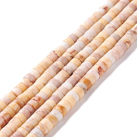 Natural Howlite Beads Strands, Heishi Beads, Flat Roubd/Disc