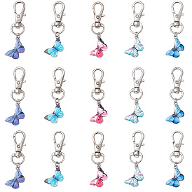 20шт. бабочка сплав эмаль подвеска украшения, с сплава шарнирного когтя омара застежками