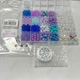 Kits de fabrication de bijoux, bracelets ronds en plastique acrylique et abs, perles d'imitation, bricolage