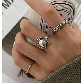 Retro Metal Spiral Joint Ring Set - 3 Pieces Creative Minimalist Chain Open Adjustable Rings