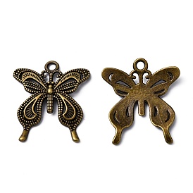 Tibetan Style Alloy Butterfly Pendants, Cadmium Free & Lead Free, 26.5x24x3mm, Hole: 2mm, about 420pcs/1000g