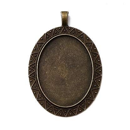 Старинные большие тибетском стиле настройки сплава подвеска кабошон ободок, без кадмия и без свинца, овальный поднос: 30x40 мм, 60x40x2 мм, отверстие: 4x7 мм, около 98 шт / кг