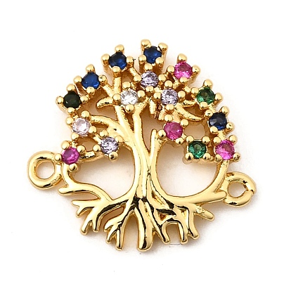 Подвески-соединители из латуни с разноцветными кубическими цирконами и деревом жизни, без свинца и без кадмия, долговечный, стойки покрытие