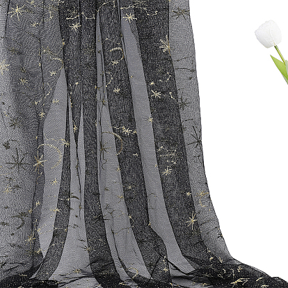2 Yards Star & Moon Polyester Mesh Fabric, for Garment Accessories