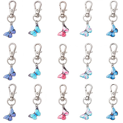 20шт. бабочка сплав эмаль подвеска украшения, с сплава шарнирного когтя омара застежками