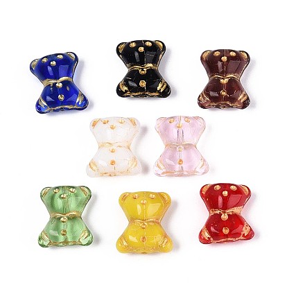 Стеклянные бусины, медведь, золотой металл обвитыми