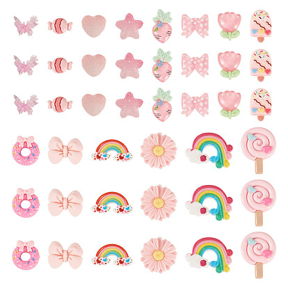 70шт. 14 стили: непрозрачные и прозрачные кабошоны из смолы, разнообразные