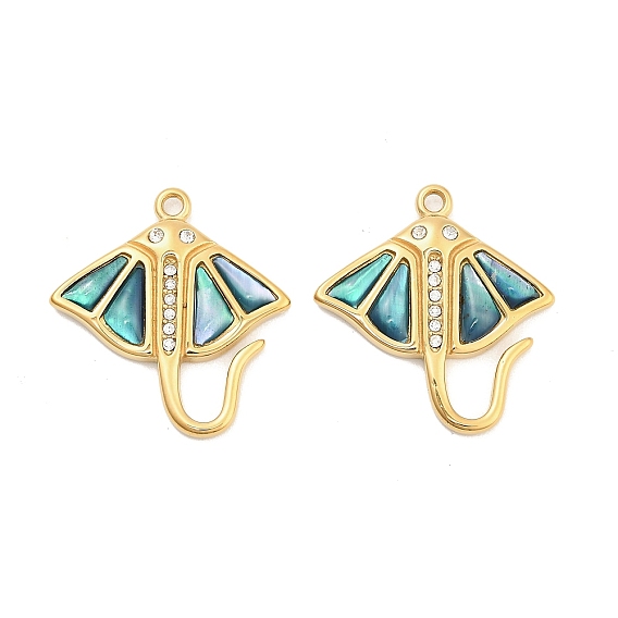 304 подвески из нержавеющей стали, manta ray, со стразами и моллюсками-ушками