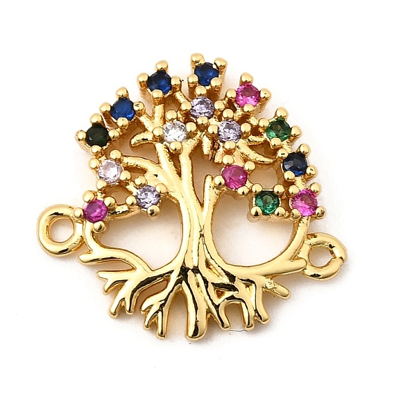 Подвески-соединители из латуни с разноцветными кубическими цирконами и деревом жизни, без свинца и без кадмия, долговечный, стойки покрытие