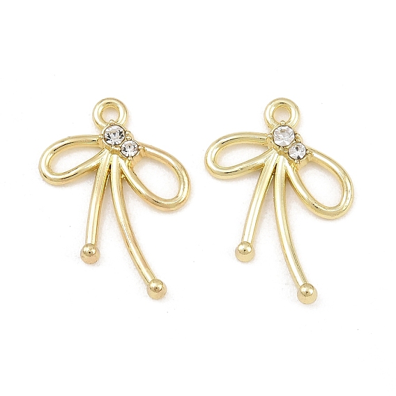 Alloy with Crystal Rhinestone Pendants, Bowknot Charms, Rack Plating