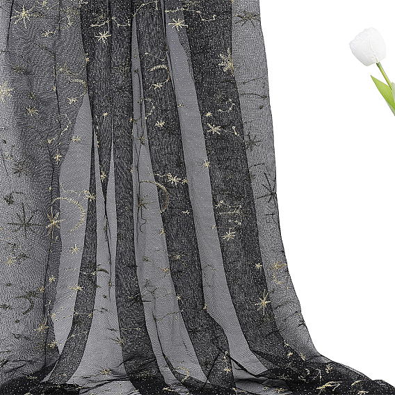 2 Yards Star & Moon Polyester Mesh Fabric, for Garment Accessories