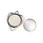 18x4mm Transparent Clear Glass Cabochons and Antique Silver Alloy Heart Pendant Cabochon Settings, Pendant: 30.5x25mm, Tray: 18mm, Hole: 2mm