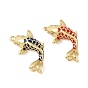 Латунь эмаль подвески, с подвесками в форме рыбок из кубического циркония, стойки покрытие, без кадмия и без свинца, долговечный, реальный 18 k позолоченный