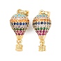 Brass Micro Pave Cubic Zirconia Pendants, Hot Air Balloon Charms