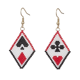 Серьги-подвески из ромбовидного бисера ручной работы