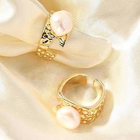 Натуральные перламутровые кольца, латунные кольца-манжеты для женщин