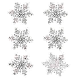 Christmas Alloy Rhinestone Lapel Pins, Snowflake, with Acrylic