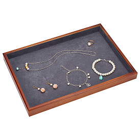 Plateaux de présentation de bijoux rectangulaires en bois peints au pistolet, avec intérieur en faux daim pour boucles d'oreilles, Bracelets, , rangement de lunettes de soleil