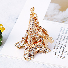 Sparkling Eiffel Tower Keychain with Rhinestones for Women's Handbags and Cars
